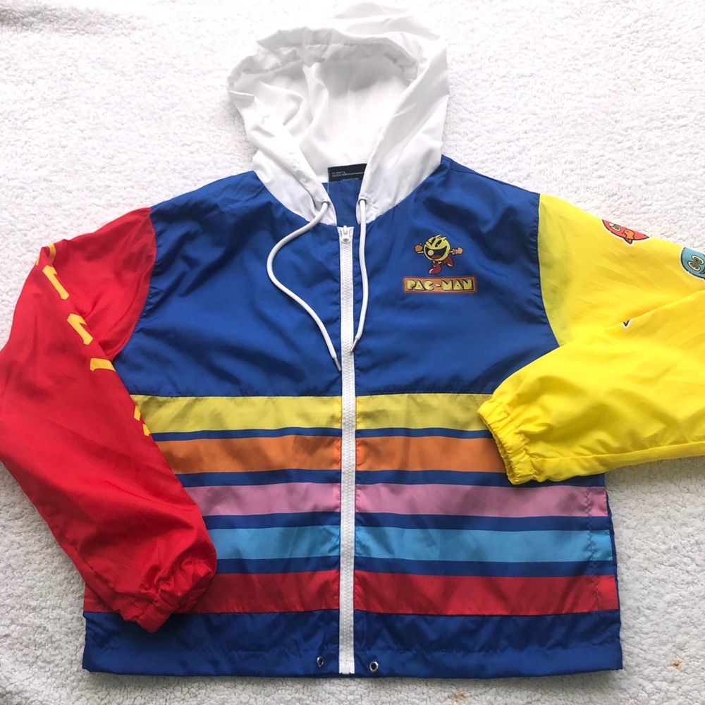 Pac Man windbreaker jacket zip up hoodie men’s large